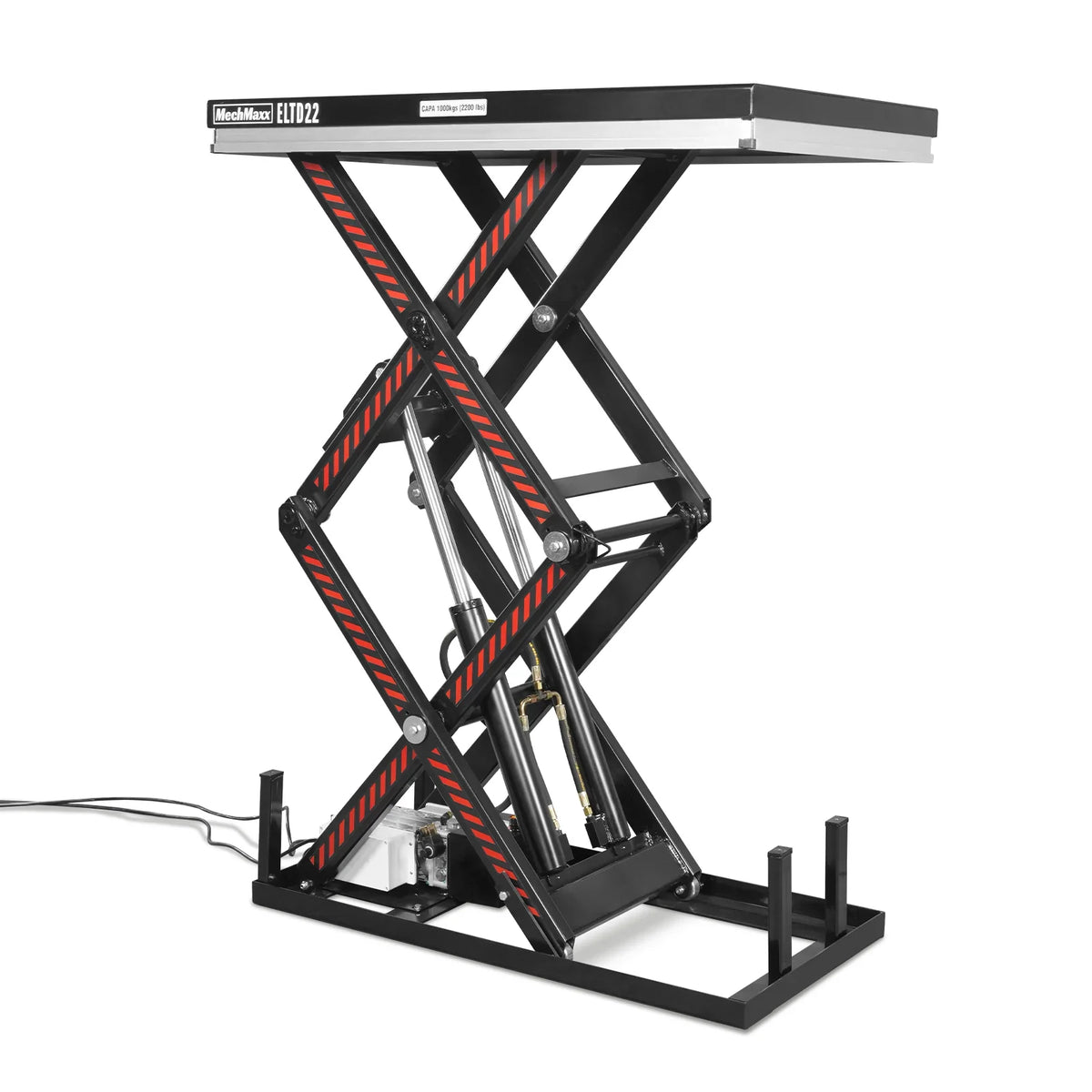 2200 lbs Capacity Stationary Electric Hydraulic Double Scissor Lift Table - 51.2" x 32.3" Platform, 70.1" Lift Height, UL Certified Motor, ELTD22