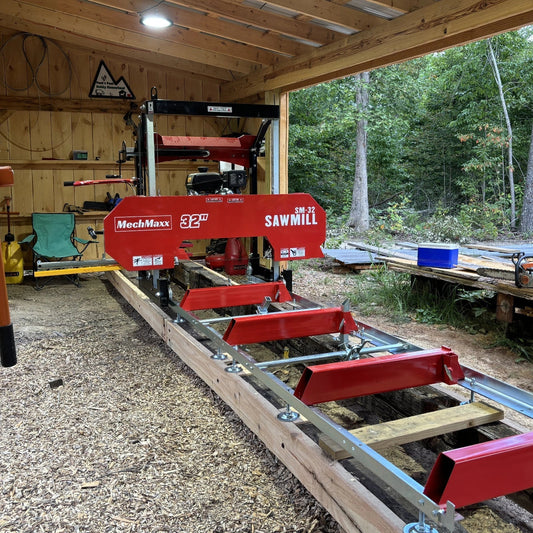 32" Portable Sawmill, KOHLER CH440 429cc E-Start Gasoline Engine, 26.5" Board Width, 13' Track Length , SM-32