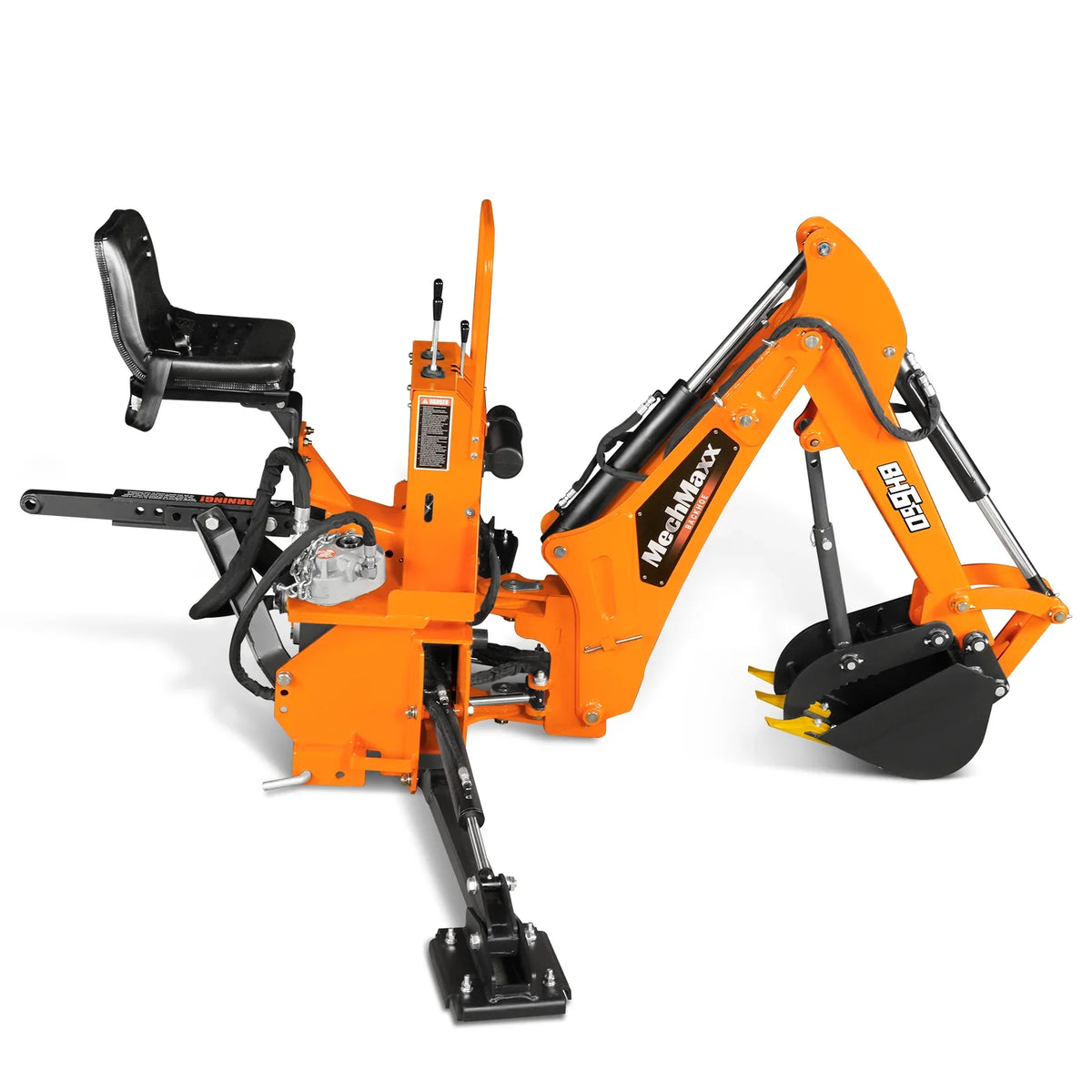 7' Tractor Backhoe Attachment with Mechanical Thumb, 12" Bucket, ISO/SAE Switchable Controls, Self-Contained Hydraulic System, 3 Point Hitch Cat.1, 15-50 HP, BH660M