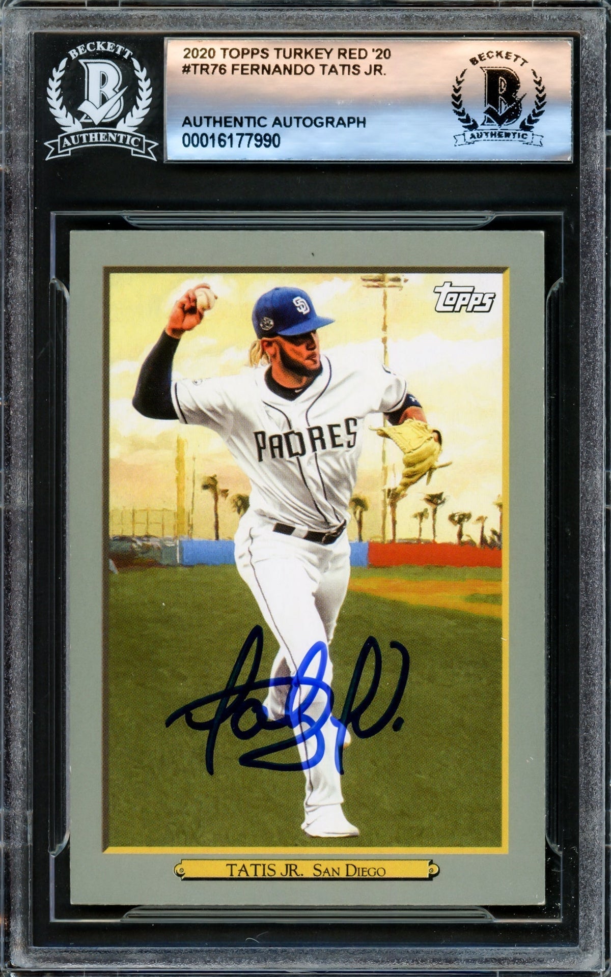 Fernando Tatis Jr. Autographed 2020 Topps Turkey Red Card #76 San Diego Padres Beckett BAS #16177990