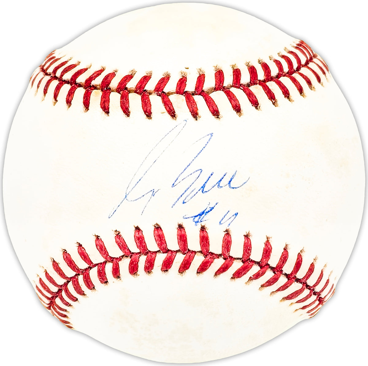 George Bell Autographed Official AL Baseball Blue Toronto Blue Jays, Chicago Cubs Beckett BAS QR #BM25786