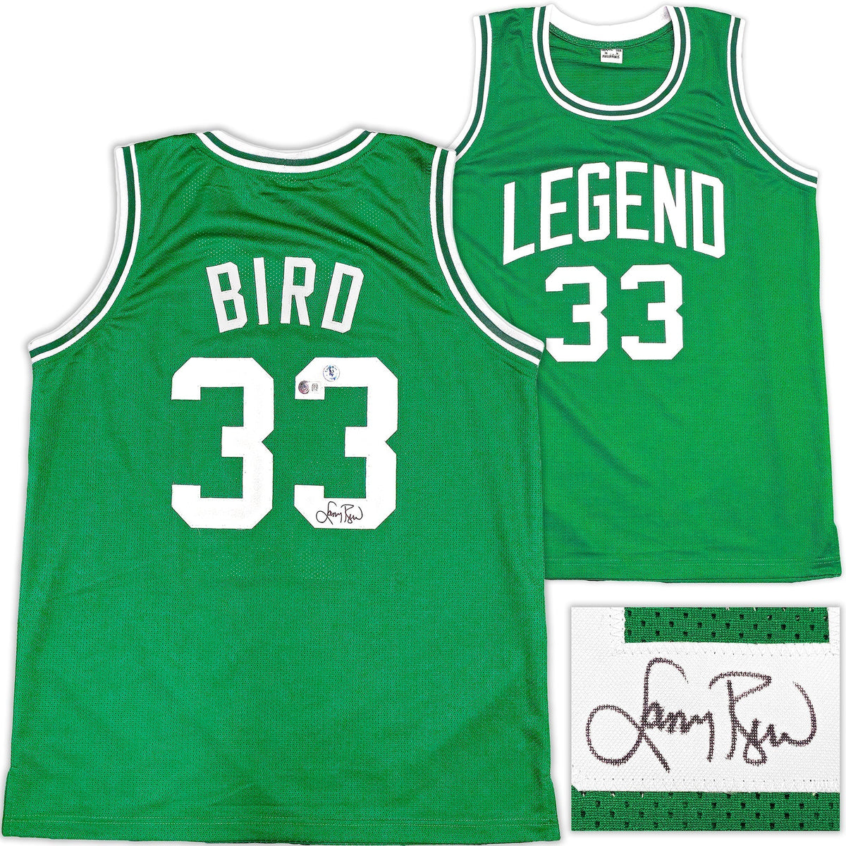 Boston Celtics Larry Bird Autographed Green Basketball Jersey Beckett BAS QR