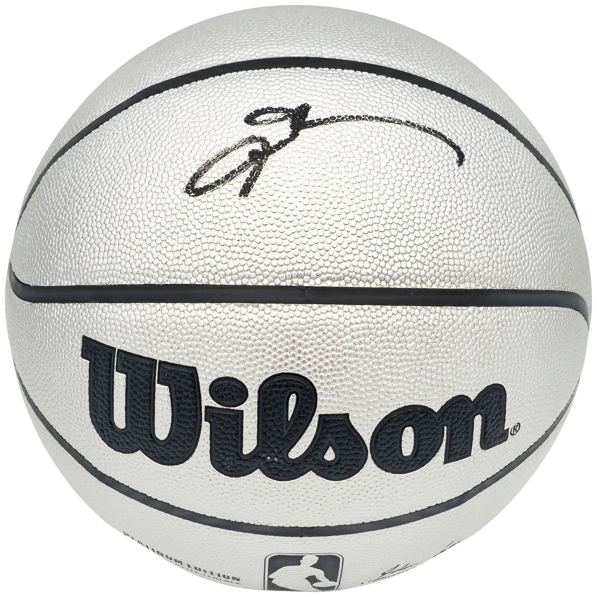 Allen Iverson Autographed Platinum Edition Composite Leather Basketball Philadelphia 76ers Beckett BAS Witness