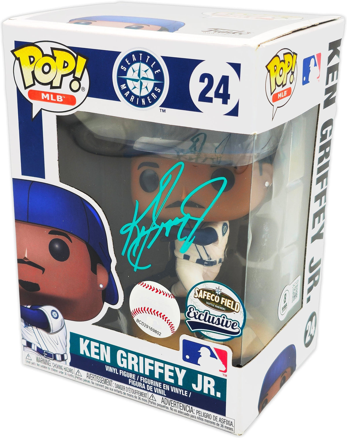 Ken Griffey Jr. Autographed Funko Pop Vinyl Figurine #24 Safeco Field Exclusive Seattle Mariners Beckett BAS Witness
