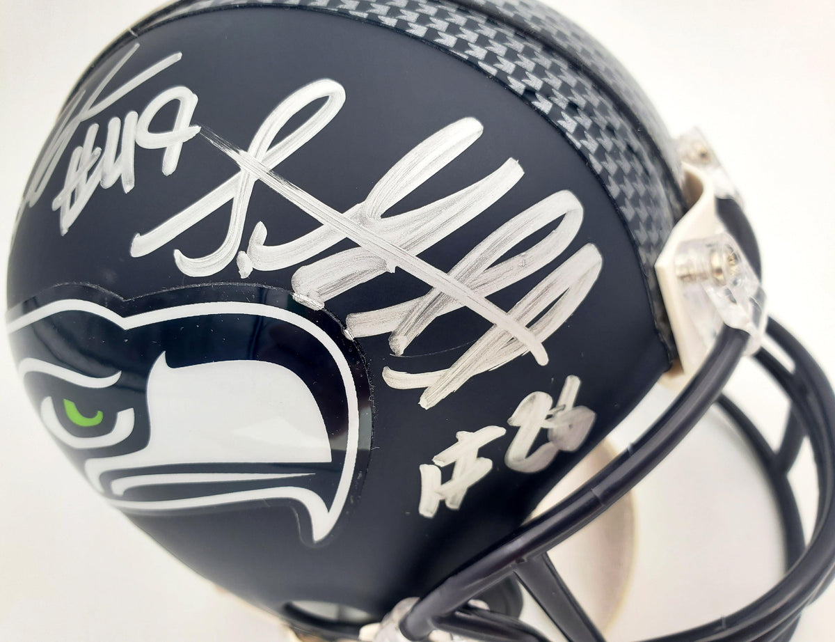 Shaquem & Shaquill Griffin Autographed Seattle Seahawks Mini Helmet In Silver MCS Holo Stock #134373