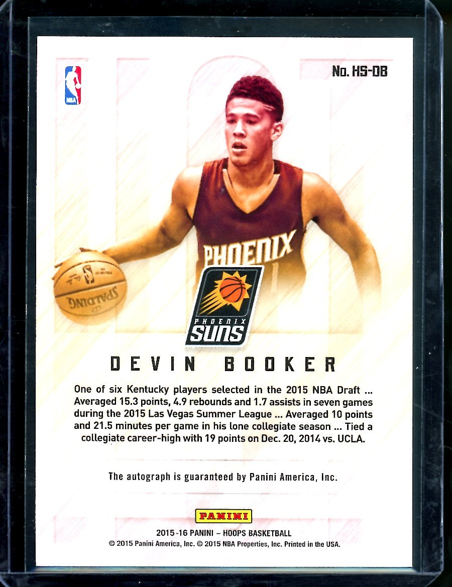 2015/16 Panini NBA Hoops Devin Booker Rookie Hot Signatures Auto Suns