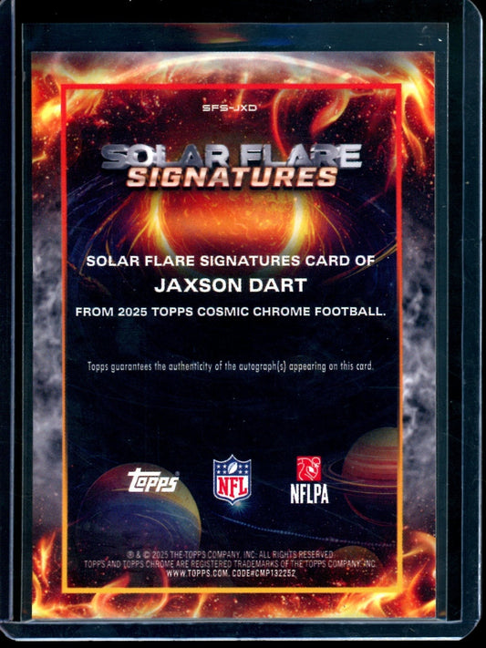 2025 Topps Cosmic Jaxson Dart Rookie Solar Flare Signatures Black /10 Giants