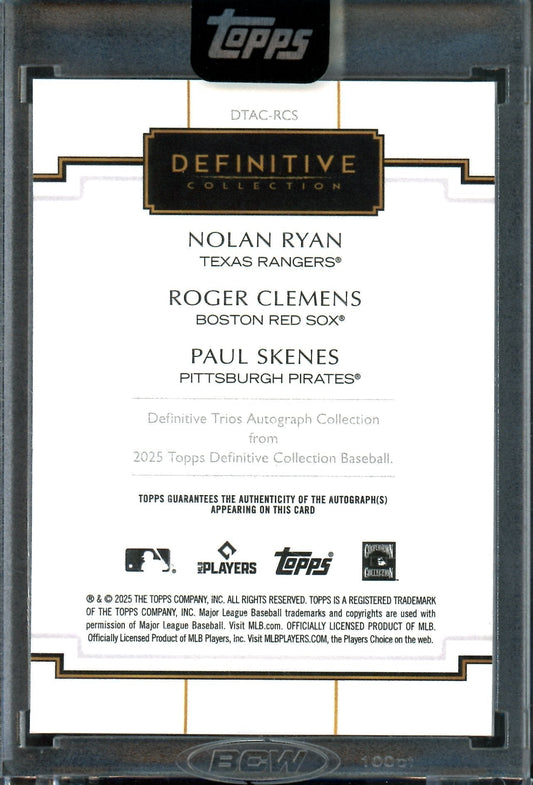 2025 Topps Definitive Nolan Ryan / Roger Clemens / Paul Skenes Autograph Collection 1/1