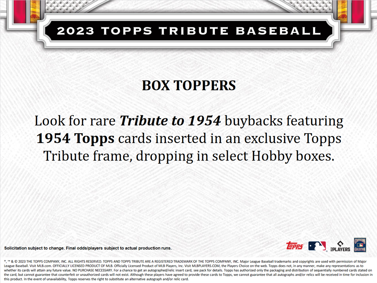 2023 Topps Tribute Baseball Hobby 6 Box Case