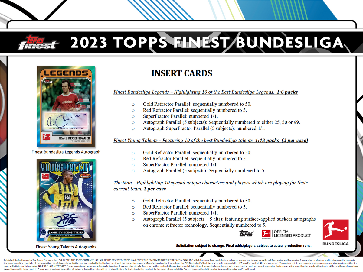 2022-23 Topps Finest Bundesliga Soccer Hobby 8 Box Case