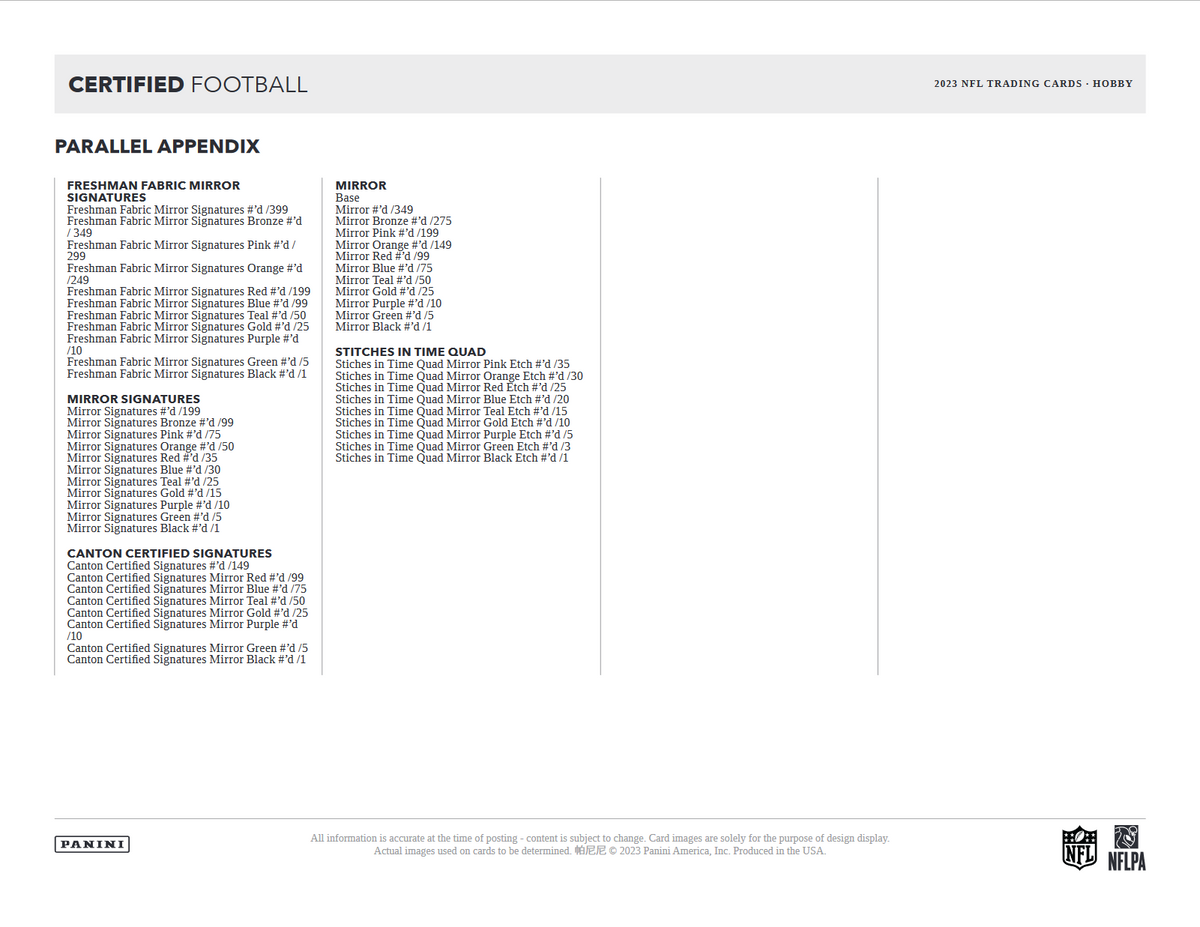2023 Panini Certified Football Hobby Box
