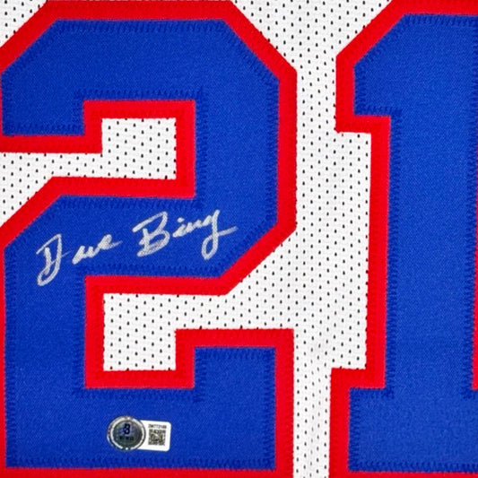 David Bing Signed Detroit White Basketball Jersey (Beckett)