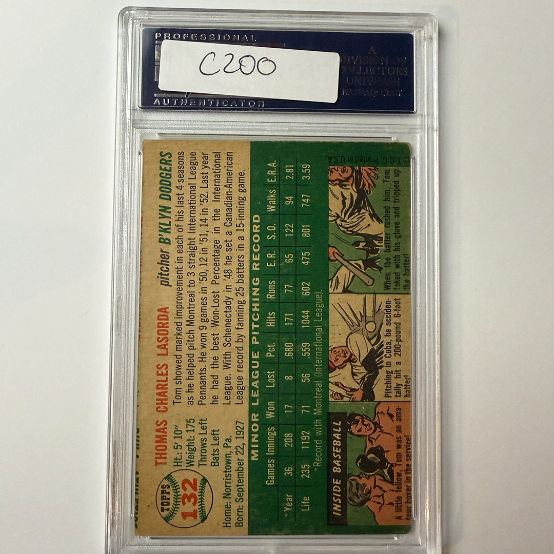 Tommy Lasorda Signed 1954 Topps Rookie #132 HOF 97 PSA Auto Authentic