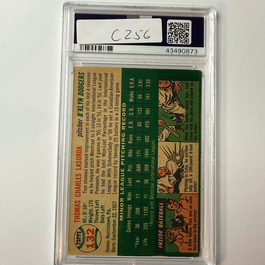 Tommy Lasorda Signed 1954 Topps Rookie #132 HOF 97 PSA 10 Auto