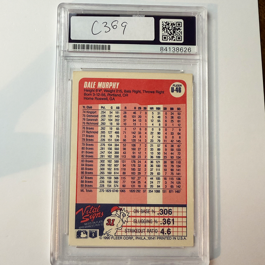 Dale Murphy Signed 1990 Fleer Update #U-46 PSA Auto Authentic