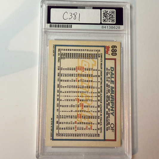Dale Murphy Signed 1992 Topps Gold #680 PSA Auto Authentic