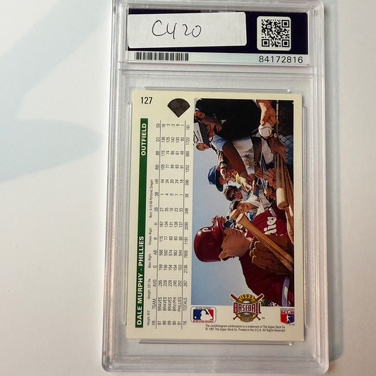 Dale Murphy Signed 1992 UpperDeck #127 w/2 Insc PSA Auto Authentic