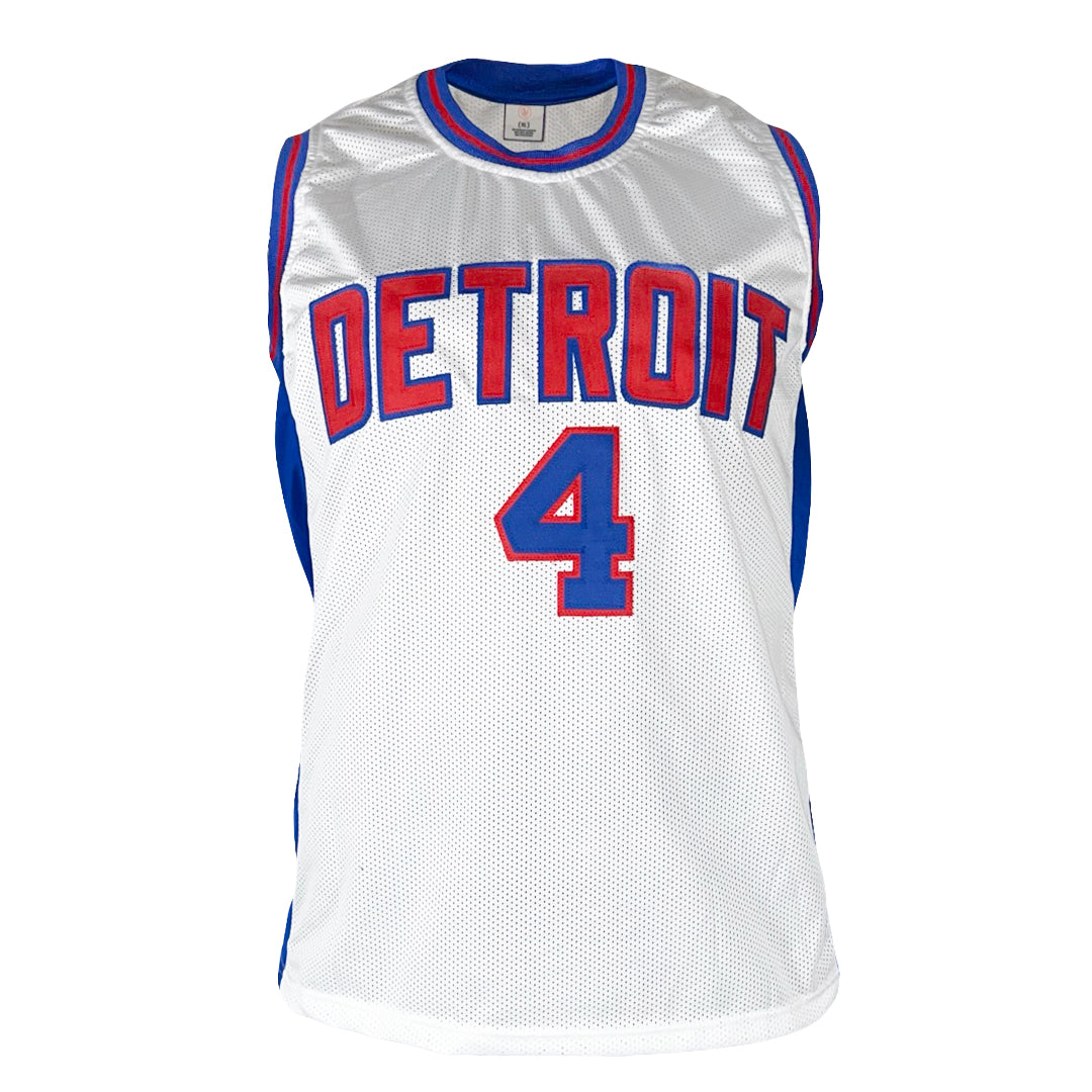 Joe Dumars Signed Detroit White Basketball Jersey Blue Numbers (JSA)