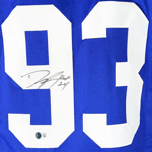 Dwight Freeney Signed HOF 24 Indianapolis Blue Football Jersey (Beckett)