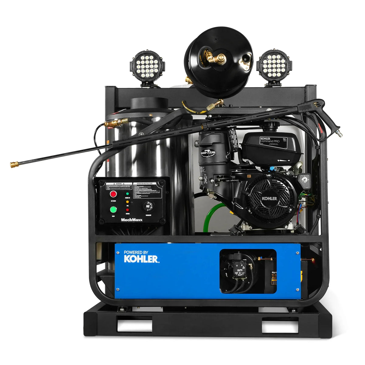 4000 PSI 4 GPM KOHLER E-Start Engine Hot Water Pressure Washer Skid Mounted with 175 Gal Tank, HPW40KT