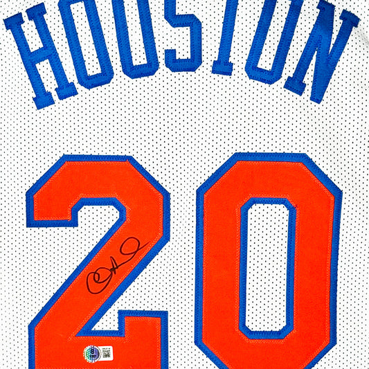 Alan Houston Signed New York White Basketball Jersey (Beckett)