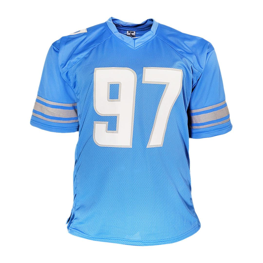 Aidan Hutchinson Signed Detroit Blue Football Jersey (Beckett)