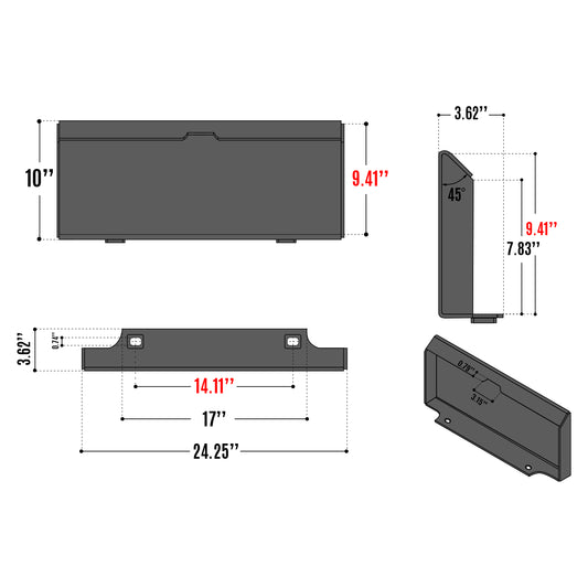 44" 4-In-1 Combo Mini Skid Steer Bucket Attachment With Quick Attach, Universal Mount