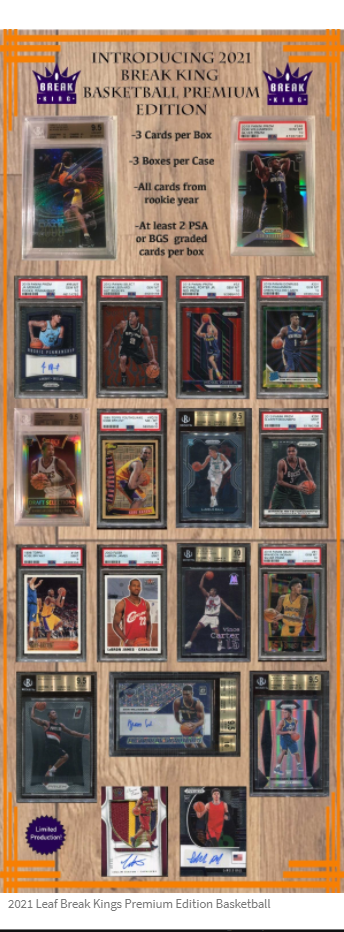 2021 Leaf Break Kings Premium Basketball 3 Box Case