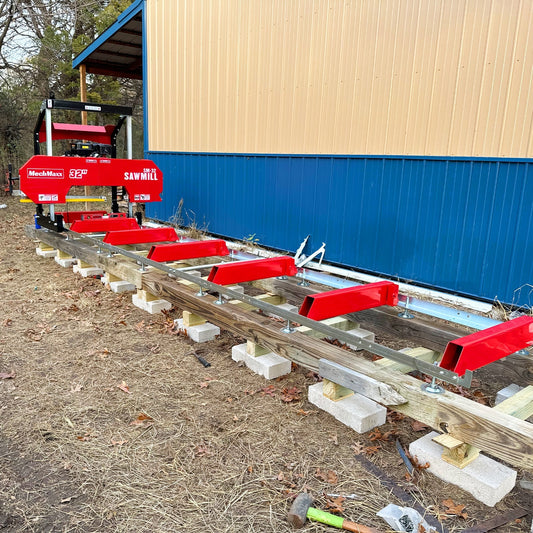 32" Portable Sawmill (5 x Blades Included), KOHLER CH440 429cc E-Start Gasoline Engine, 26.5" Board Width, 20' Track Length (13' Track Length + 6.4' Track Extension Included) , SM-32