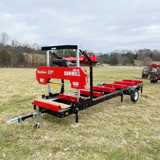 36" MAX Portable Sawmill, 25HP 750cc ZONSEN V-Twin Engine, 36" Board Width, 20' Track Length, SM-36MAX