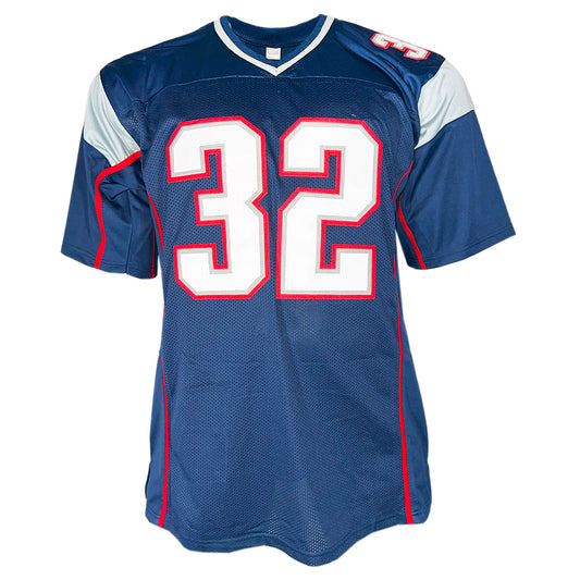 Antowain Smith Signed 2x SB Champ Inscription New England Navy Football Jersey (JSA)