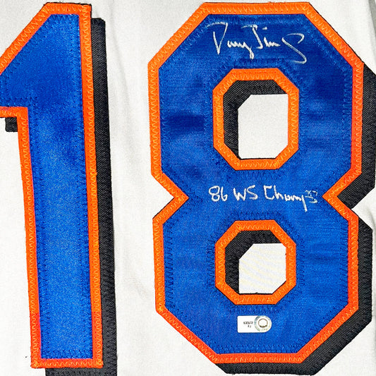 Darryl Strawberry Signed 86 WS Champs Inscription New York #18 Grey Baseball Jersey (MLB)