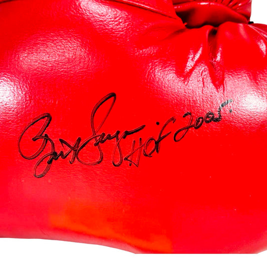 Bert Sugar Signed HOF 2005 Inscription Red Boxing Glove (JSA)