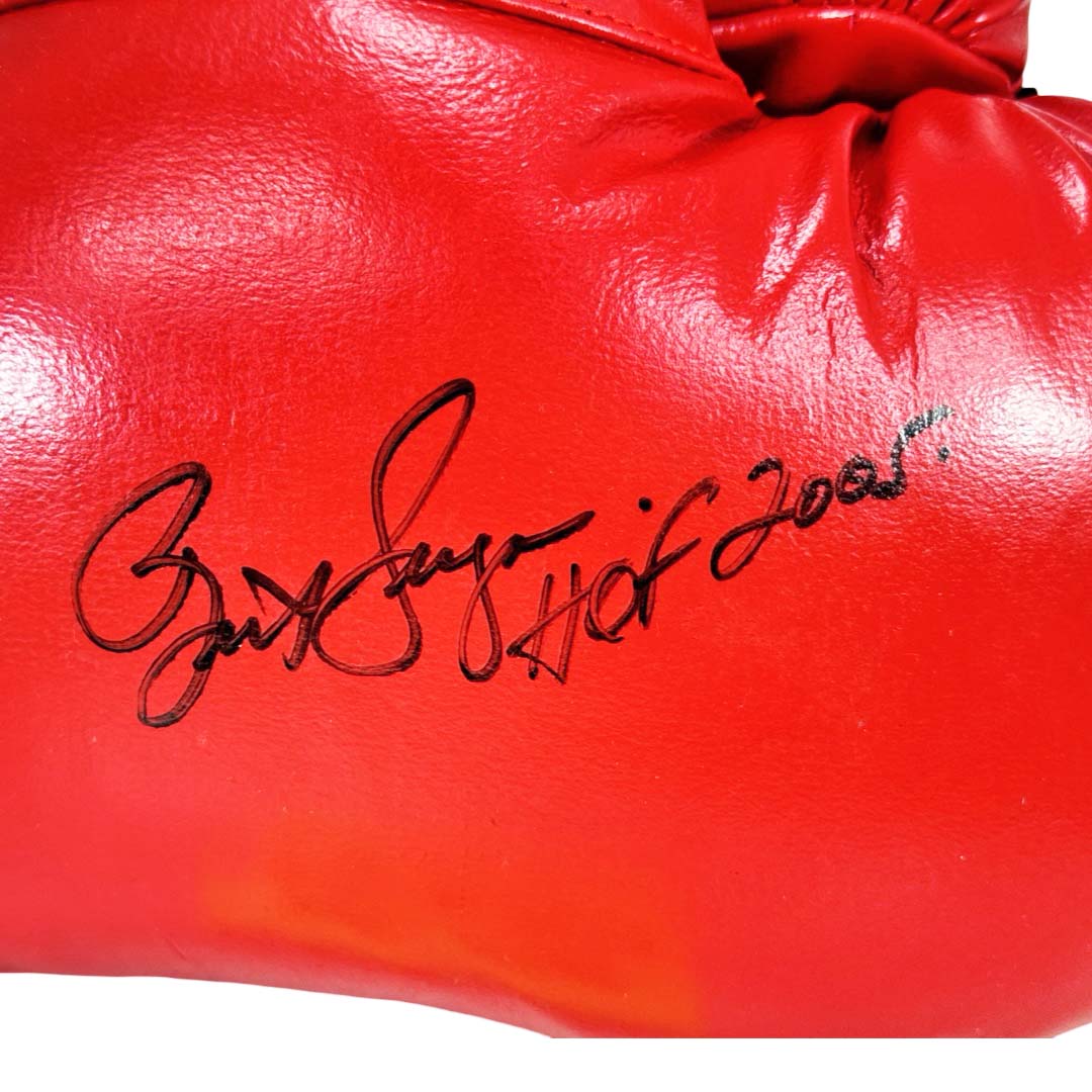Bert Sugar Signed HOF 2005 Inscription Red Boxing Glove (JSA)