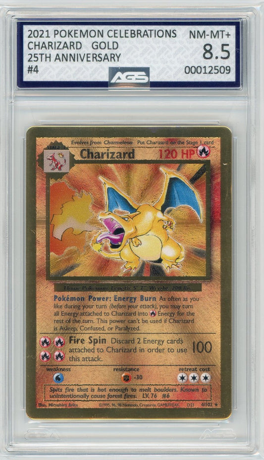 AGS (NM-MT+ 8.5) Metal Charizard (Gold) #4/102 - Celebrations (#00012509)