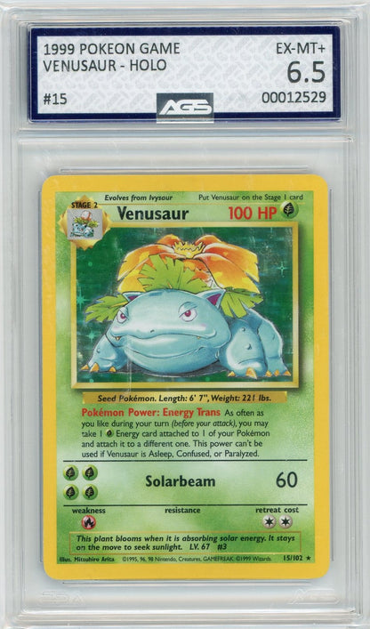 AGS (EX-MT+ 6.5) Venusaur #15 - Base Set (#00012529)