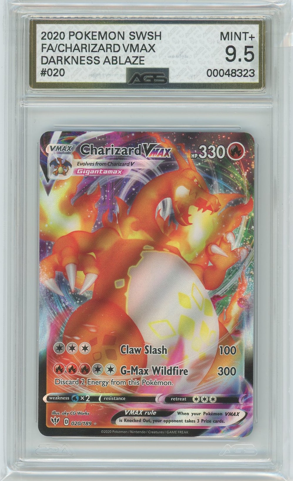 AGS (MINT+ 9.5) Charizard VMAX #20 - Darkness Ablaze (#00048323)