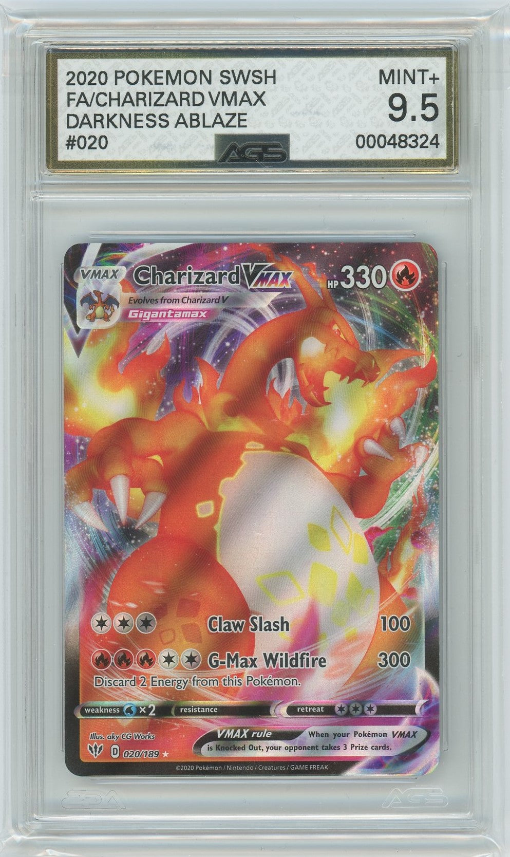 AGS (MINT+ 9.5) Charizard VMAX #20 - Darkness Ablaze (#00048324)