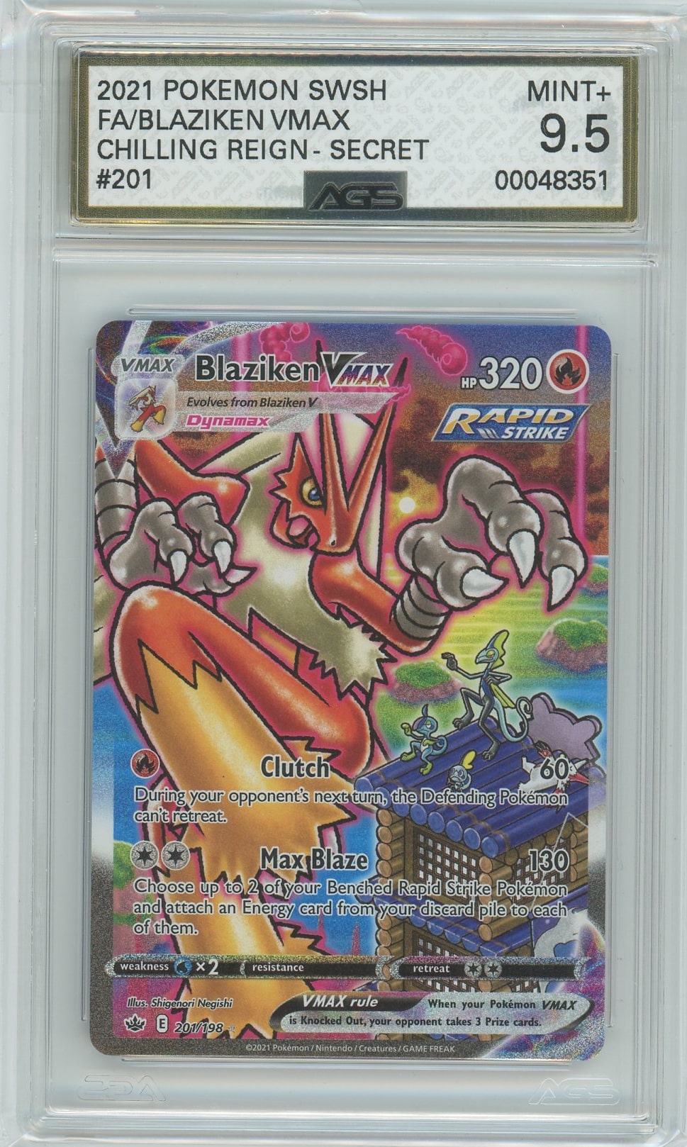 AGS (MINT+ 9.5) Blaziken VMAX #201 - Chilling Reign (#00048351)