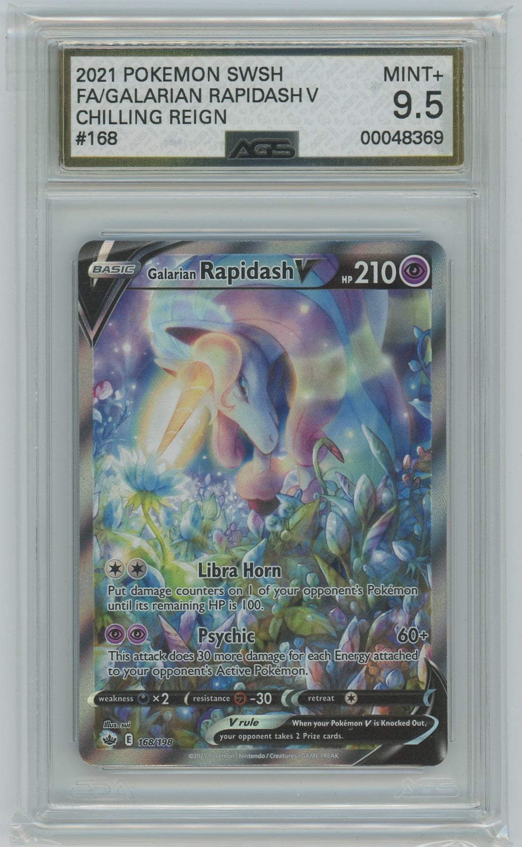 AGS (MINT+ 9.5) Galarian Rapidash V #168 - Chilling Reign (#00048369)