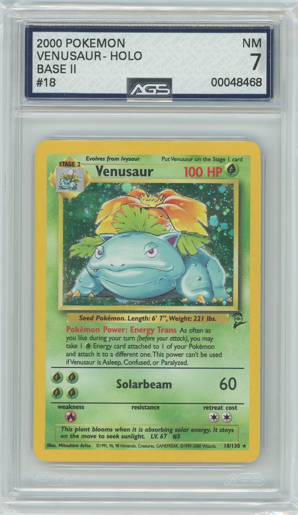 AGS (NM 7) Venusaur #18 - Base Set 2 (#00048468)