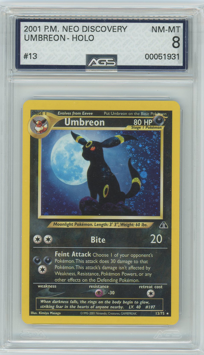 AGS (NM-MT 8) Umbreon #13 w/ HOLO BLEED - Neo Discovery (#00051931)