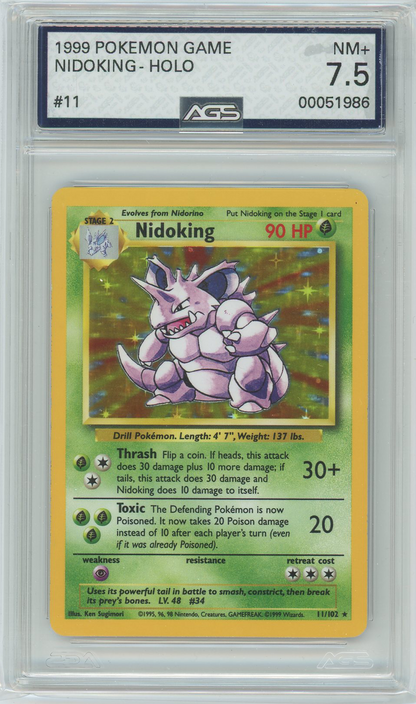 AGS (NM+ 7.5) Nidoking #11- Holo - Base Set (#00051986)