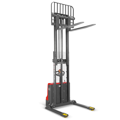 2640lbs Electric Straddle Stacker,  98" Lift,  Adjustable Legs & Forks,  F26-98SLA