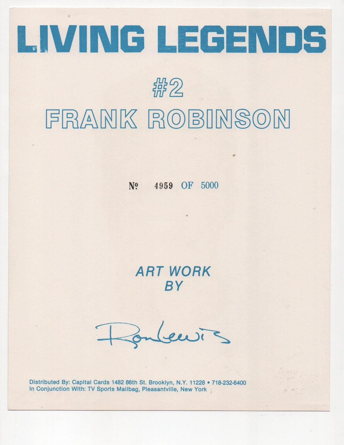 Frank Robinson Signed Living Legends #4959 of 5000 8x10 Photo (AIV AA24140)