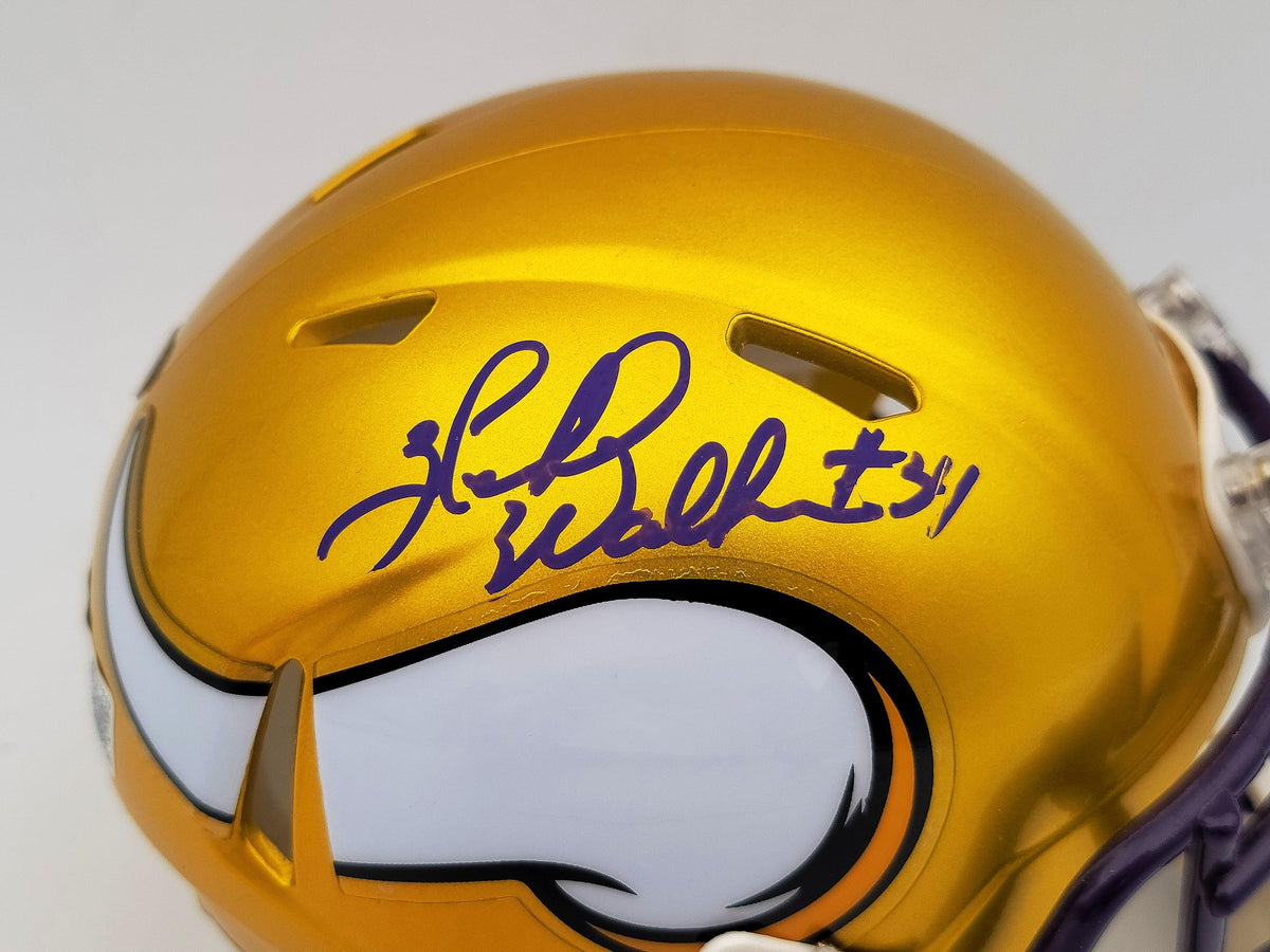 Herschel Walker Autographed Minnesota Vikings Flash Yellow Speed Mini Helmet Beckett BAS QR Stock #202149