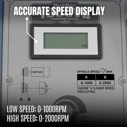 1.5‘’ Spindle Bore Metal Lathe Machine 10'' x 30'' High Precision Brushless Motor Benchtop 0-2000 RPM  Variable Speed Metal Working Machine 1.5HP Small Lathe without Stand 1030V