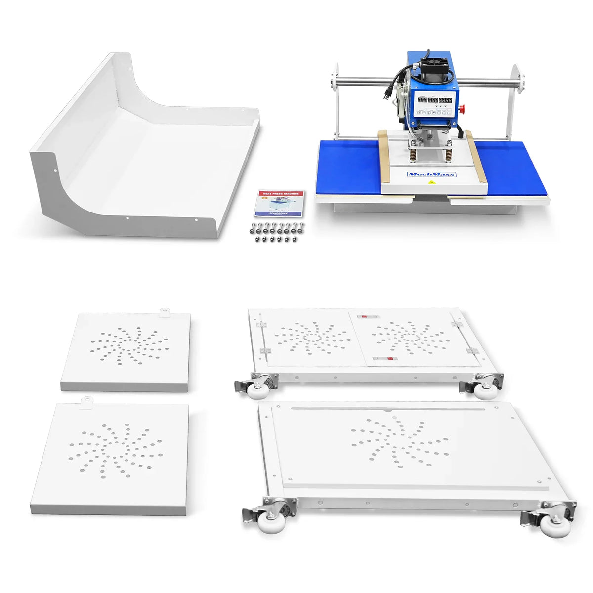 16x24 Inch Commercial Pneumatic Dual Platen Heat Press - Auto Lift Sublimation Transfer Machine with Storage Base Cabinet (110V 1650W)