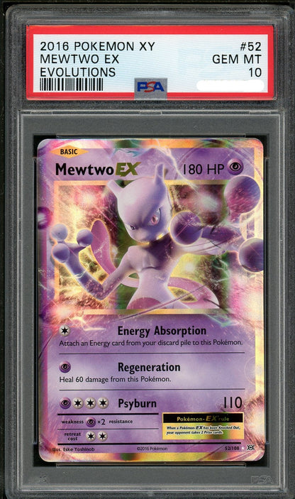 PSA (Gem MT 10) Mewtwo Ex #52 - Pokemon Xy Evolutions