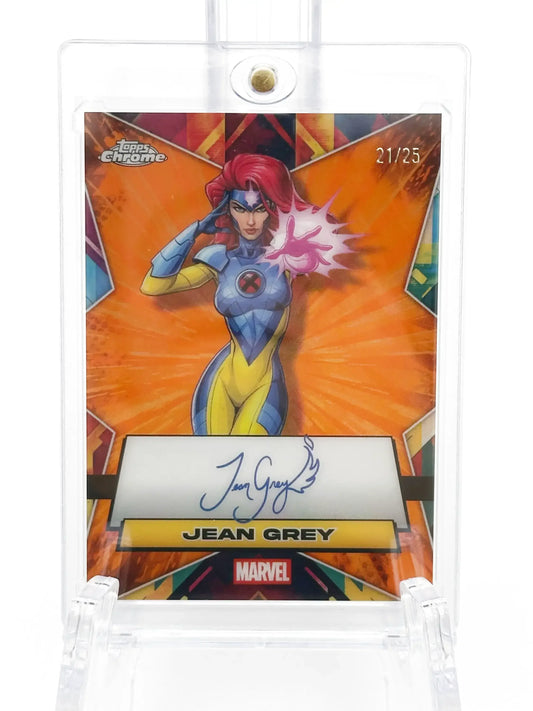 2025 Topps Marvel Chrome #000FA-JG Jean Grey Facsimile Auto Orange Refractor 21/25